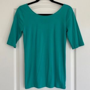 Ann Taylor turquoise green elbow length scoop neck tee